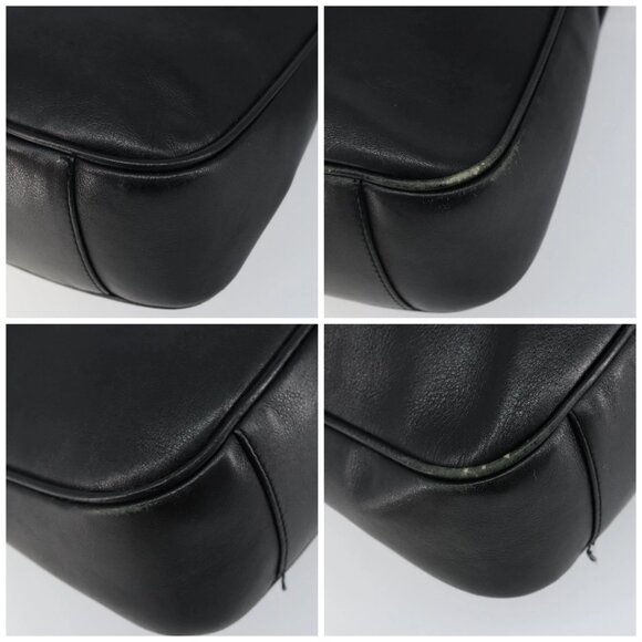 GUCCI Bamboo Shoulder Bag Leather 2way Black Gold 001 1638 Auth 142796 - Picture 16 of 16